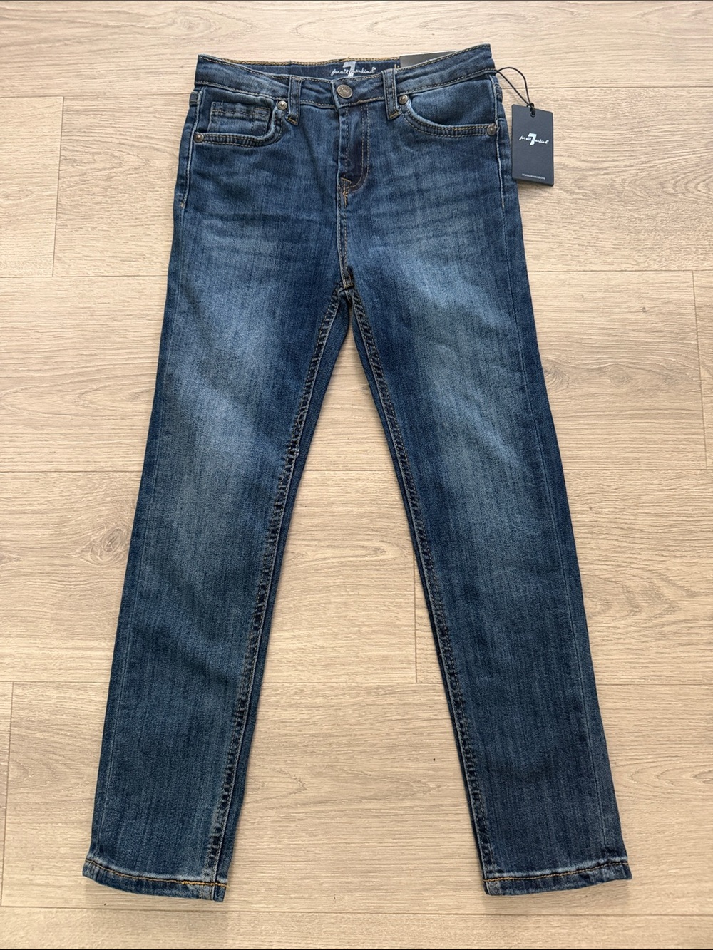 7 For All Mankind Women's Skinny Jeans in Faded Dark Blue